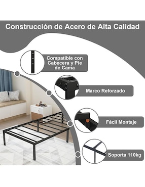 Base para cama armable Kiela Home Make de metal individual