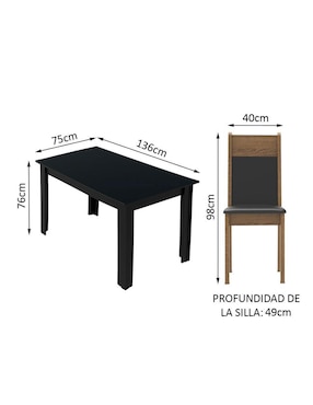 Comedor Medelin Madesa para 6 personas