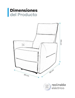 Reclinable Bianchi Blue Room de piel