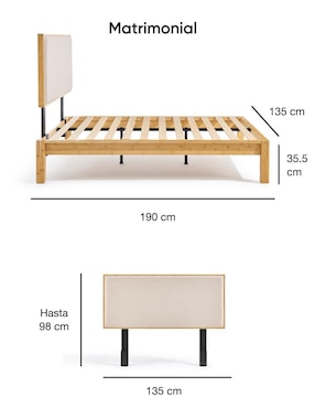 Base para cama Mix & Match Luuna de madera roble