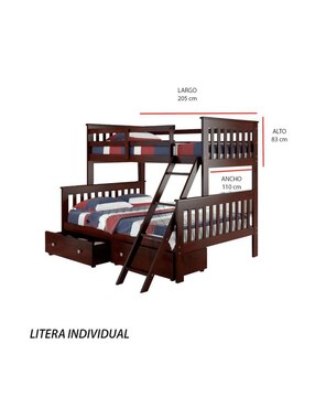Litera Ansoal de madera pino