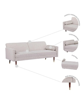 Sofá Lecco Beige Mundo In de madera