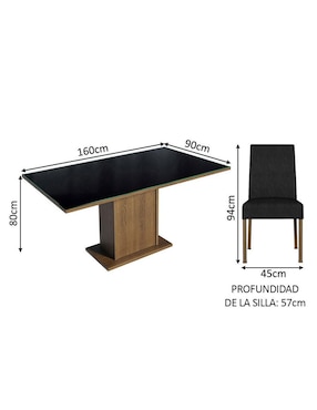 Comedor Alexis Madesa para 6 personas de cristal