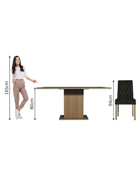Comedor Geórgia Madesa para 6 personas de cristal y madera