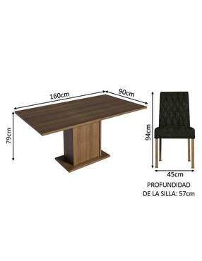 Comedor Hanna Madesa para 6 personas