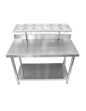 Mesa auxiliar cocina Mindejal de acero inoxidable