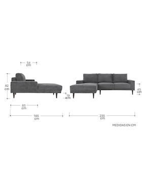 Sala modular izquierda Ahvita de microfibra