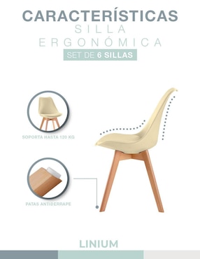 Silla 6 piezas Linium de plástico