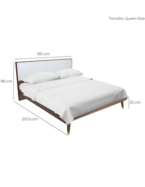 Cama Teramo Nogal Mundo In de madera queen size