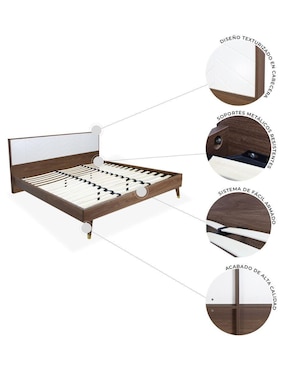 Cama Teramo Nogal Mundo In de madera queen size