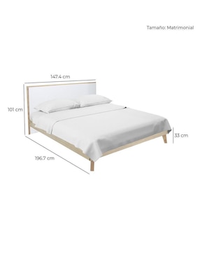 Cama Castella Encino Mundo In de madera matrimonial