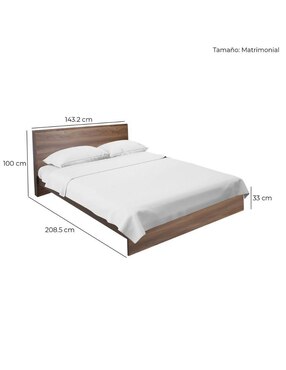 Cama Marsala Nogal Mundo In de madera matrimonial