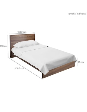 Cama Marsala Nogal Mundo In de madera individual