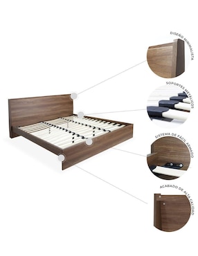 Cama Marsala Nogal Mundo In de madera individual