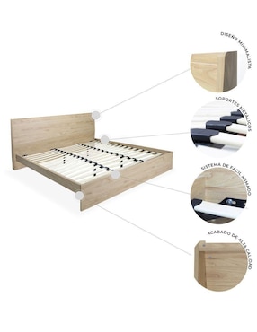 Cama Marsala Encino Mundo In de madera matrimonial