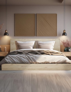 Cama Marsala Encino Mundo In de madera matrimonial