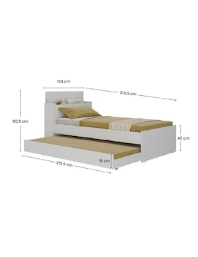 Cama doble Bicama Amanta de madera individual