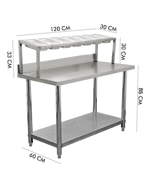 Mesa de cocina Mindejal de acero inoxidable