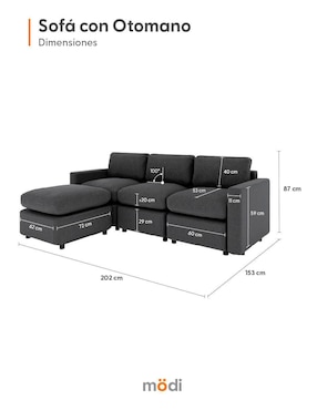 Sala 3 piezas Adapti Modi Sofa de algodón