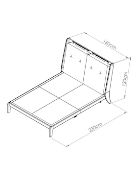 Cama Hygge Trra de madera nogal queen size