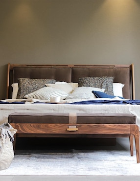 Cama Hygge Trra de madera nogal queen size
