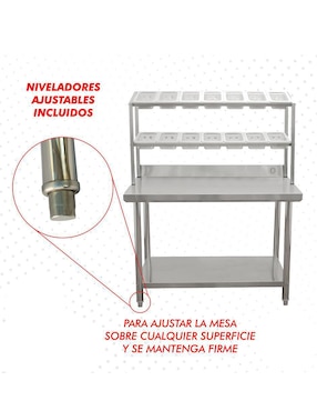 Mesa pizzera Mindejal de acero inoxidable