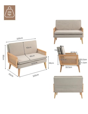 Love seat Home Make Dian-D Double de lino