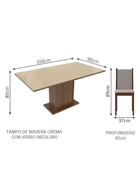 Comedor Moscou Plus Madesa para 6 personas