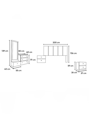 Set Recámara Kessa Louis de MDF
