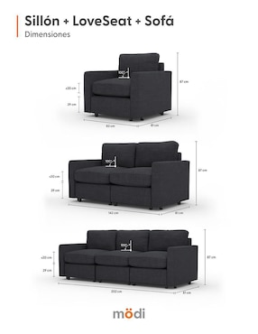 Sala 3 piezas Adapti Modi Sofa de algodón