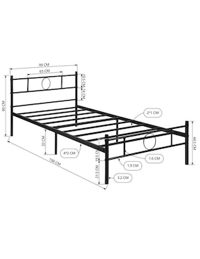 Base para cama armable Gomyhome de metal individual
