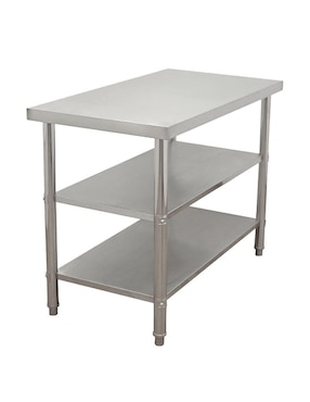 Mesa isla doble Mindejal de acero inoxidable