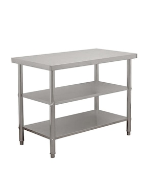 Mesa isla doble Mindejal de acero inoxidable