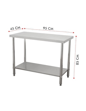 Mesa isla sencilla Mindejal de acero inoxidable