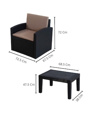 Set sala jardín Loomber de mimbre