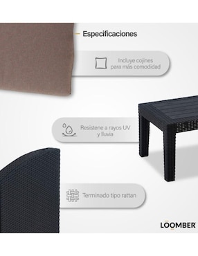 Set sala jardín Loomber de mimbre