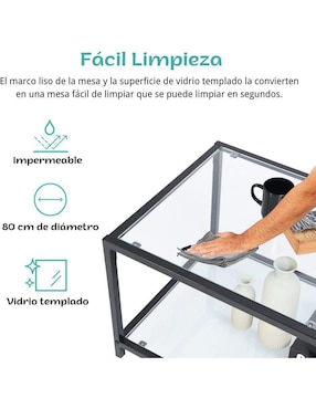 Mesa auxiliar armable Gomyhome de cristal