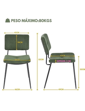 Set de sillas 2 piezas Gomyhome de terciopelo