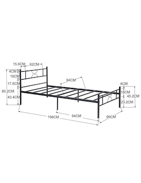 Base para cama armable Gomyhome de metal individual