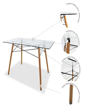 Comedor Oslo Mundo In para 4 personas de cristal templado