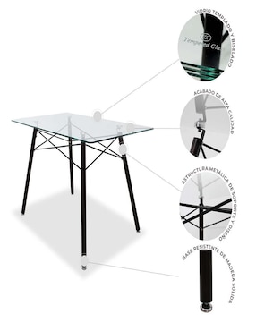 Comedor Oslo Mundo In para 4 personas de cristal templado