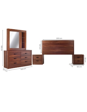 Set Recámara Sochic Arlene de chapa madera