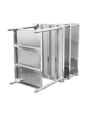 Mesa armable Mindejal con entrepaño y repisa de acero inoxidable
