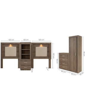 Set recámara Sochic Versalles gemela de MDF