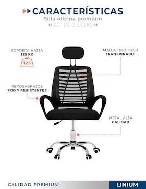 Set de sillas 2 piezas Linium de metal