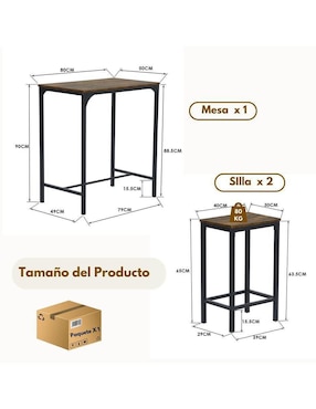 Comedor Barman Gomyhome para 2 personas de madera de nogal