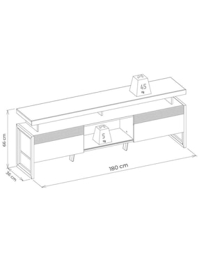 Mueble de tv armable Esmeralda Bossa Muebles de MDF y chapa