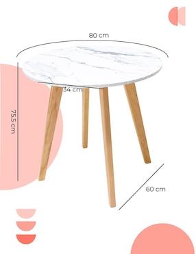 Mesa de comedor armable Frankfurt 80cm Mundo In