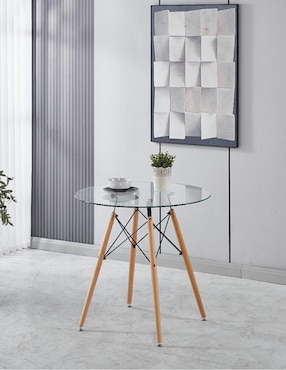 Mesa de comedor armable Elly de vidrio