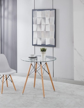 Mesa de comedor armable Elly de vidrio